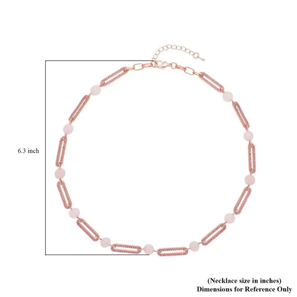 New, Galilea Rose Quality & Pink Austian Crystal Paper Clip Necklace, 20 Inches - Picture 6 of 6